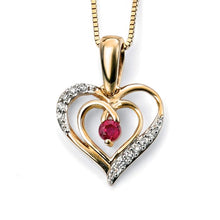 Load image into Gallery viewer, 9ct Gold Ruby and Diamond Open Heart Necklace