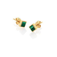 Load image into Gallery viewer, Hot Diamonds Gold Edit Revive Malachite Stud Earrings