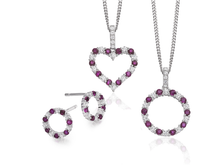 Load image into Gallery viewer, Silver Ruby and Cubic Zirconia Heart Necklace