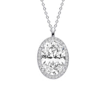 Load image into Gallery viewer, Diamonfire Cubic Zirconia Oval Halo Necklace