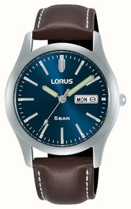 Lorus Gents Blue Dial Brown Leather Strap