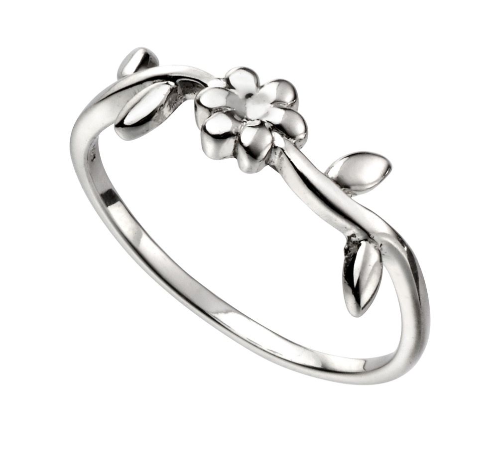 Silver Flower And Leaf Ring
