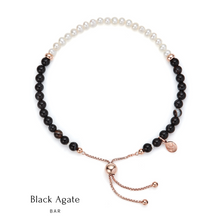 Load image into Gallery viewer, Jersey Pearl Sky Bar Bracelet - Black Agate
