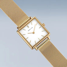 Load image into Gallery viewer, Bering Watch - Unisex Gold Plated Square Face Classic Mesh