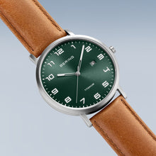 Load image into Gallery viewer, Bering Watch - Titanium with Green Dial and Tan Strap