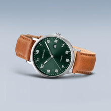 Load image into Gallery viewer, Bering Watch - Titanium with Green Dial and Tan Strap