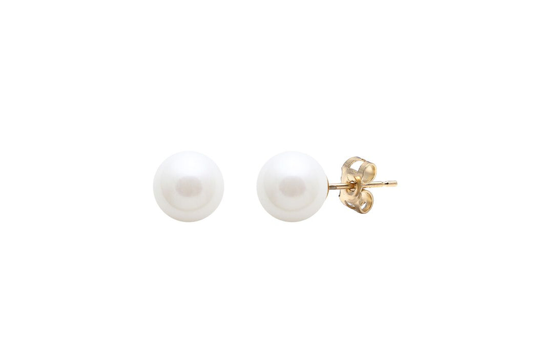 9ct Gold Cultured Pearl Studs - 7mm