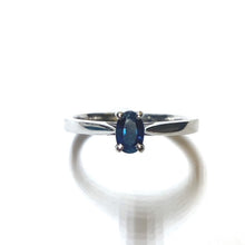 Load image into Gallery viewer, Platinum & Sapphire Solitaire Ring