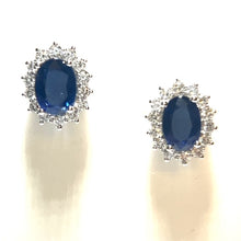 Load image into Gallery viewer, 18ct Gold Sapphire and Diamond Cluster Earrings
