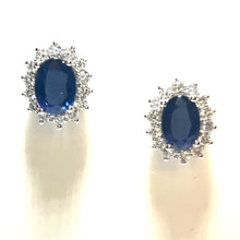 Load image into Gallery viewer, 18ct Gold Sapphire and Diamond Cluster Earrings