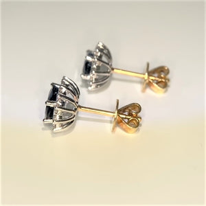 18ct Gold Sapphire and Diamond Cluster Earrings