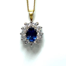 Load image into Gallery viewer, 18ct Gold Sapphire and Diamond Cluster Necklace
