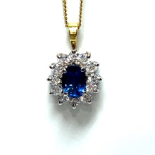 Load image into Gallery viewer, 18ct Gold Sapphire and Diamond Cluster Necklace
