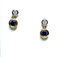 Load image into Gallery viewer, 18ct Gold Sapphire and Diamond Double Drop Earrings