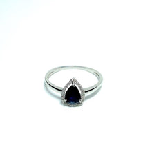 Load image into Gallery viewer, 9ct White Gold Sapphire and Diamond Halo Ring