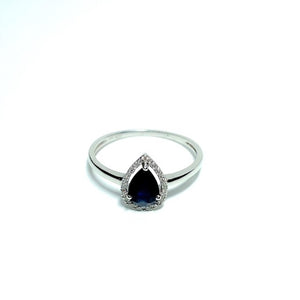 9ct White Gold Sapphire and Diamond Halo Ring