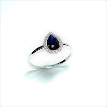 Load image into Gallery viewer, 9ct White Gold Sapphire and Diamond Halo Ring

