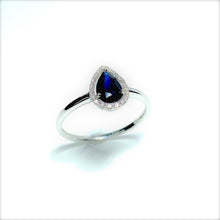 Load image into Gallery viewer, 9ct White Gold Sapphire and Diamond Halo Ring