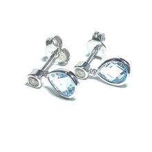Load image into Gallery viewer, 9ct White Gold Topaz and Diamond Pear Drop Earrings
