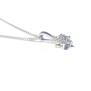 18ct White Gold Handmade Diamond Cluster Necklace 0.35CT