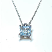 Load image into Gallery viewer, 9ct White Gold Square Cut Aquamarine Necklace
