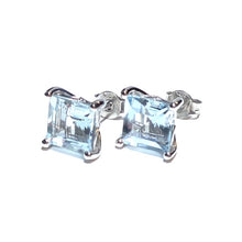 Load image into Gallery viewer, 9ct White Gold Square Cut Aquamarine Stud Earrings
