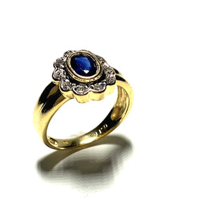 Secondhand Sapphire and Diamond Oval Cluster Ring