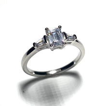 Load image into Gallery viewer, Diamond Trilogy Ring - Emerald and Tapered Baguette Cut Diamonds