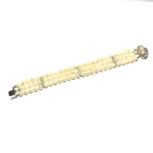 Load image into Gallery viewer, Secondhand 14k White Gold Triple Row Pearl Bracelet