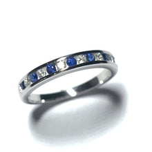 Load image into Gallery viewer, 9ct White Gold Sapphire and Diamond Channel Set Half Eternity Ring