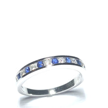 Load image into Gallery viewer, 9ct White Gold Sapphire and Diamond Channel Set Half Eternity Ring
