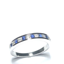 Load image into Gallery viewer, 9ct White Gold Sapphire and Diamond Channel Set Half Eternity Ring