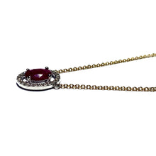 Load image into Gallery viewer, 18ct Gold Ruby and Diamond Oval Halo Necklace