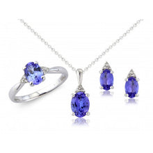 Load image into Gallery viewer, 9CT White Gold Oval Tanzanite &amp; Diamond Necklace
