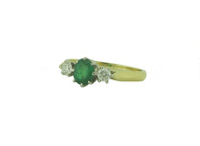 Load image into Gallery viewer, 18ct Gold Emerald and Diamond Trilogy Ring