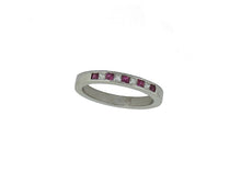 Load image into Gallery viewer, 18ct White Gold Princess cut Ruby and Diamond Half Eternity Ring
