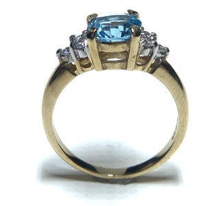 9ct Gold Swiss Blue Topaz and Diamond Ring