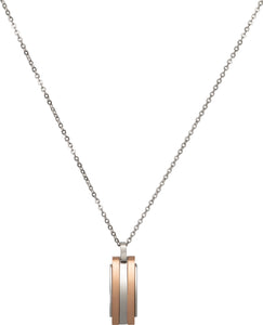Steel Tag Necklace with Rose Gold IP Plated Detail
