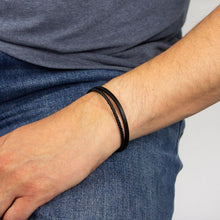 Load image into Gallery viewer, Recycled Black Leather Two Row Bracelet
