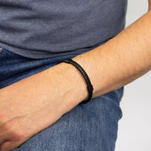 Load image into Gallery viewer, Recycled Black Leather Plaited Bracelet