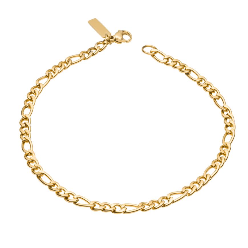 Steel Figaro Bracelet - Gold Plated