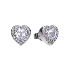 Load image into Gallery viewer, Diamonfire Cubic Zirconia Heart Pave Set Studs
