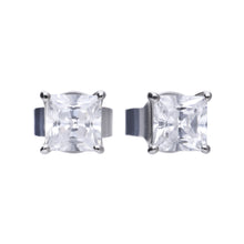 Load image into Gallery viewer, Silver and Cubic Zirconia Diamonfire Princess Cut Studs