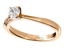 Load image into Gallery viewer, 18ct Rose Gold Solitaire Diamond ring with diamond set twist Shoulders 0.33ct