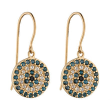 Load image into Gallery viewer, 9ct Gold 'Evil Eye' Drop Earrings