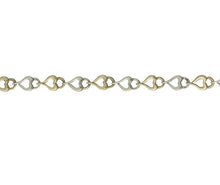 Load image into Gallery viewer, 9ct Yellow and White Gold Heart Link Bracelet

