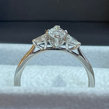 Load image into Gallery viewer, Platinum 0.72ct Marquise and Pear Shaped Diamond Three Stone Ring