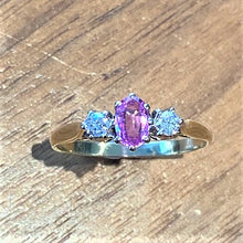 Load image into Gallery viewer, 18ct Gold Pink Sapphire and Diamond Trilogy Ring