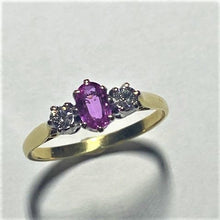 Load image into Gallery viewer, 18ct Gold Pink Sapphire and Diamond Trilogy Ring