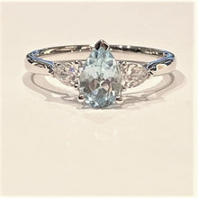 Load image into Gallery viewer, 9ct White Gold Topaz and Pear Cut Diamond Ring